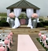 Outdoor wedding with perfection pink runner